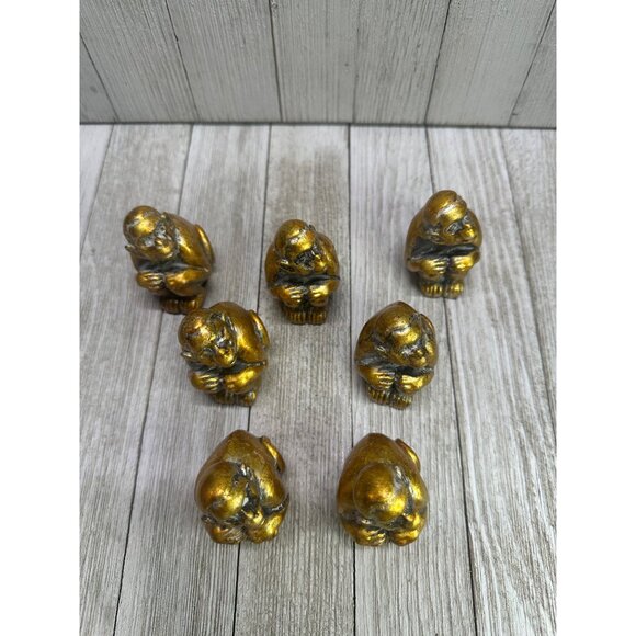 VTG Monkey Figurines Sculpture Statue Resin Gold Colored Home Decor -Set of 7 - Picture 3 of 9